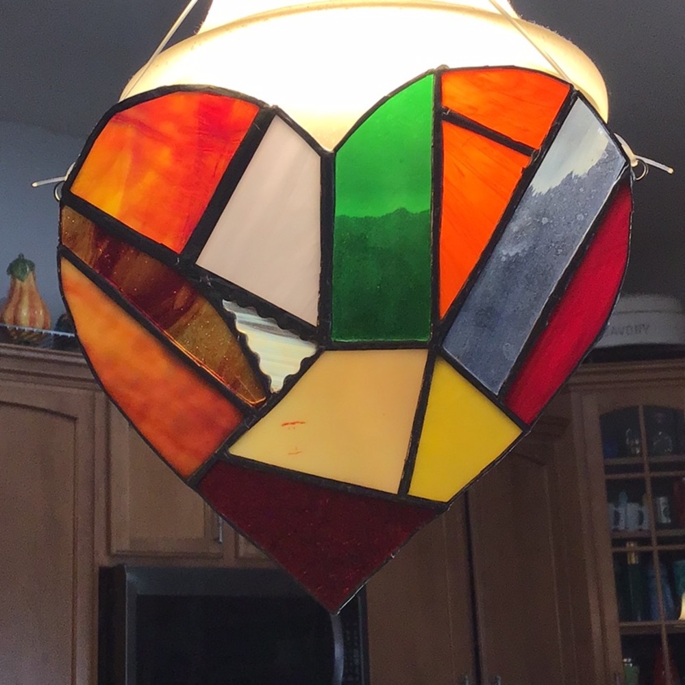 Stained Glass Heart. Multicolored. 6:5 inches X 8.5 inches roughly